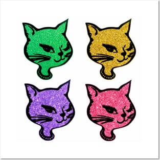 Winking Kitty Cat Stickers Posters and Art